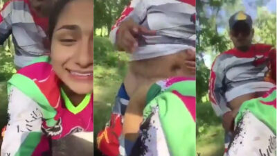 Exclusive Hot Russian teen girl sex with her BF in a park leaked mms