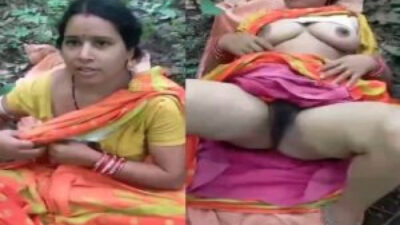 Desi village Bhabhi outdoor sex affair in jungle porn mms
