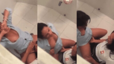 Horny Lesbians Eating Pussy Fingering in Bathroom