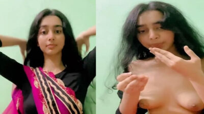 Hot Young School Girl Removing Blouse Pressing Small Tits for BF On VC